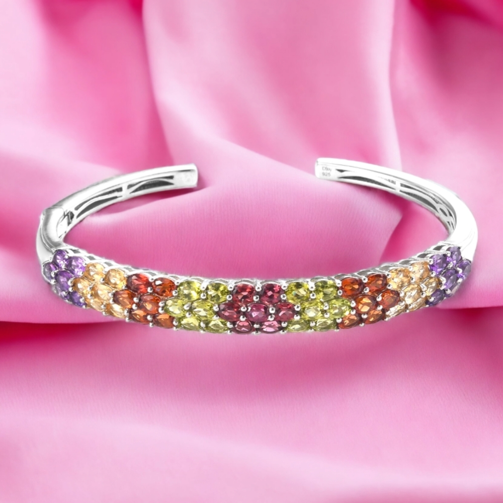 🔥PRICE DROP🔥NWT MULTI-GEMSTONE CUFF BRACELET IN PLATINUM OVER STERLING SILVER